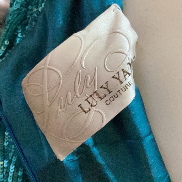 LULYYANG COUTURE TURQ SPARKLE DRESS. AMAZING VINTAGE HERE.  THE PERFECT IT DRESS - Picture 6 of 8